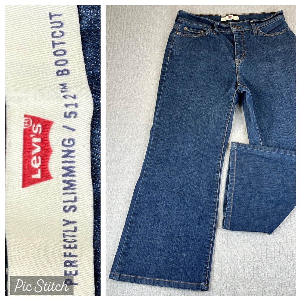 Levi's Bootcut 512 Perfectly Slim Dress Jeans Women 30X30(29X25)Medium Wash